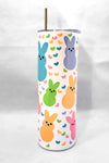 Easter Bunny Candy and Hearts 20 oz Skinny Tumbler Cup With Straw