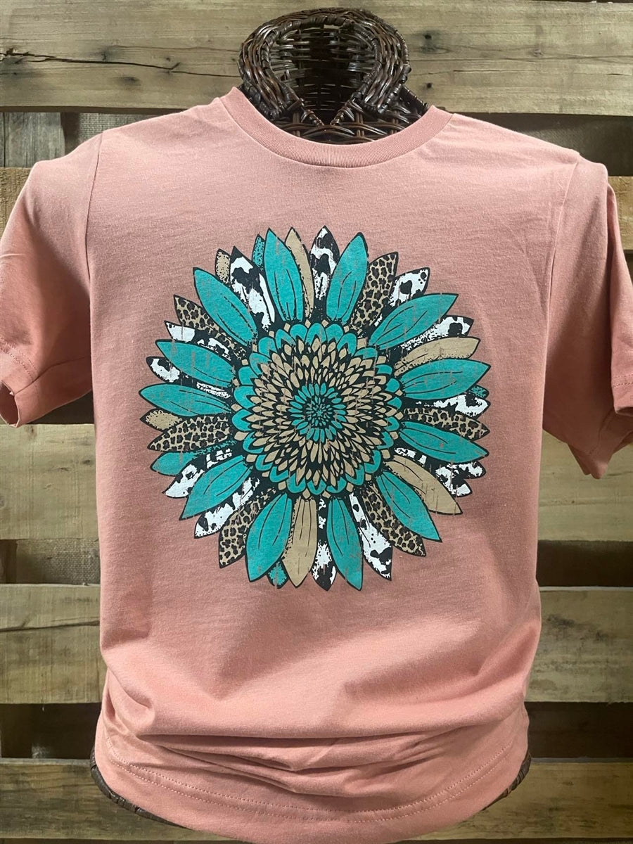 Southern Chics Distressed Wild Flower Canvas T-Shirt