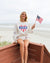 Simply Southern USA Sequins Shorts & Sweater T-Shirt Set