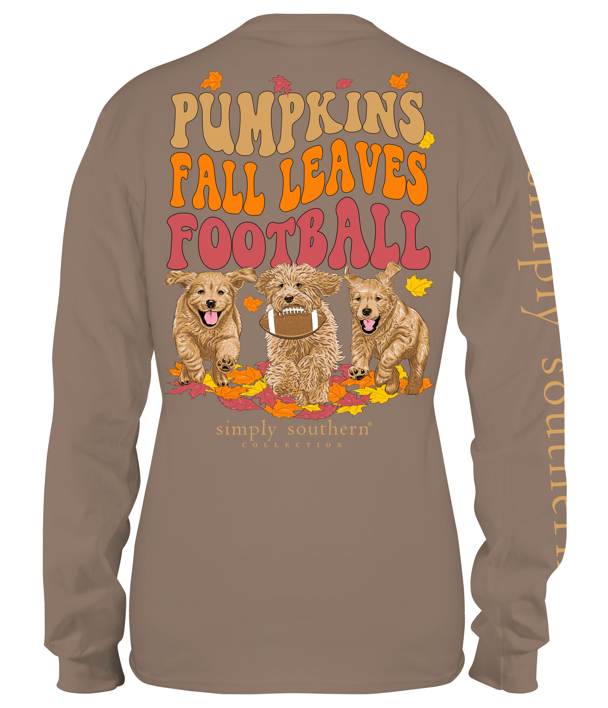 Simply Southern Fall Leaves Football Long Sleeve T-Shirt
