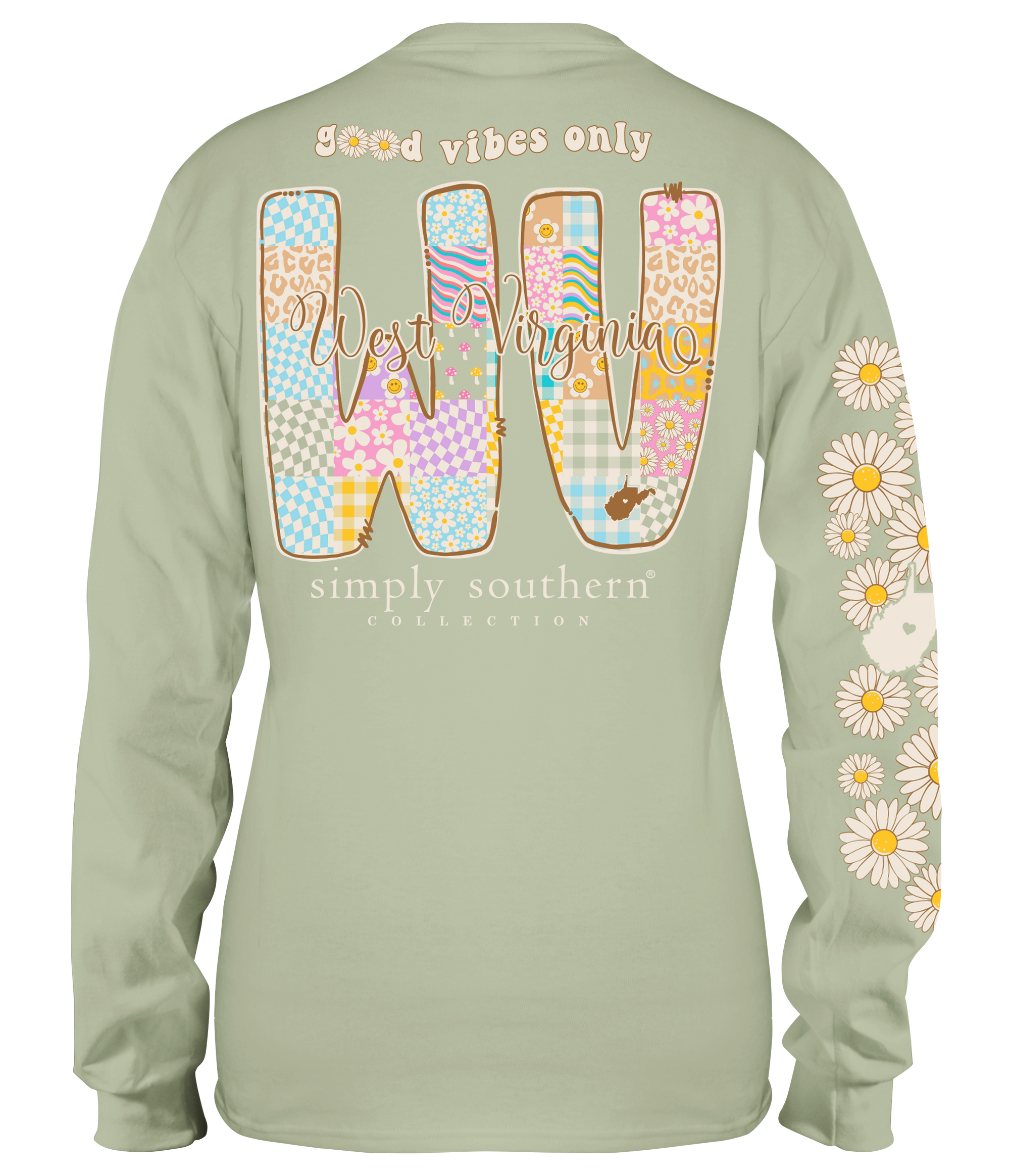 Simply Southern Good Vibes West Virginia Long Sleeve T-Shirt