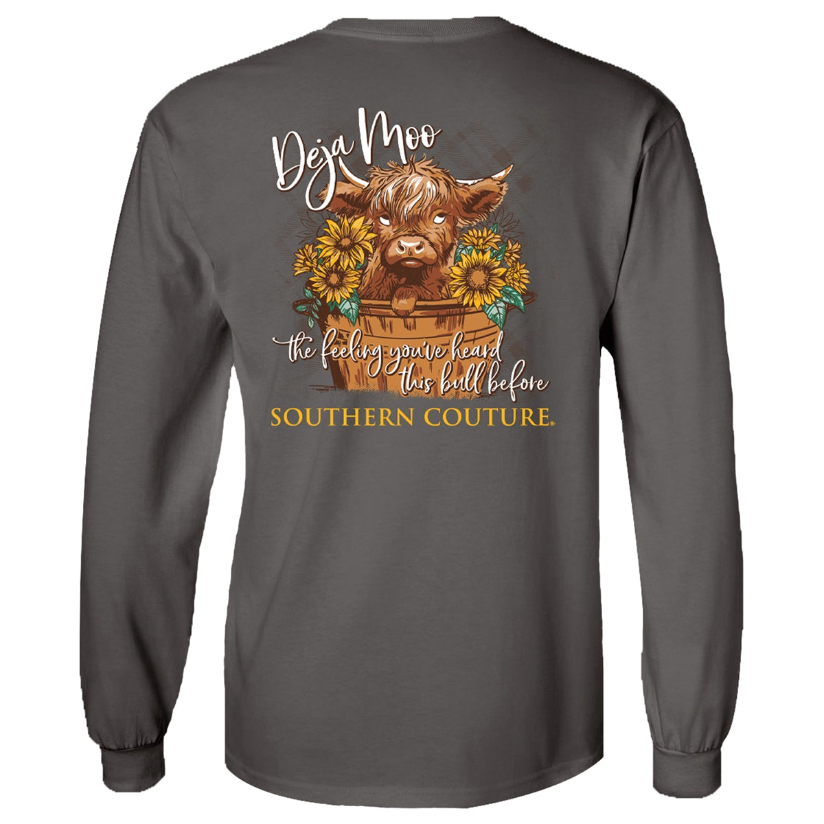 Southern Couture Classic Deja Moo Cow Long Sleeve T-Shirt