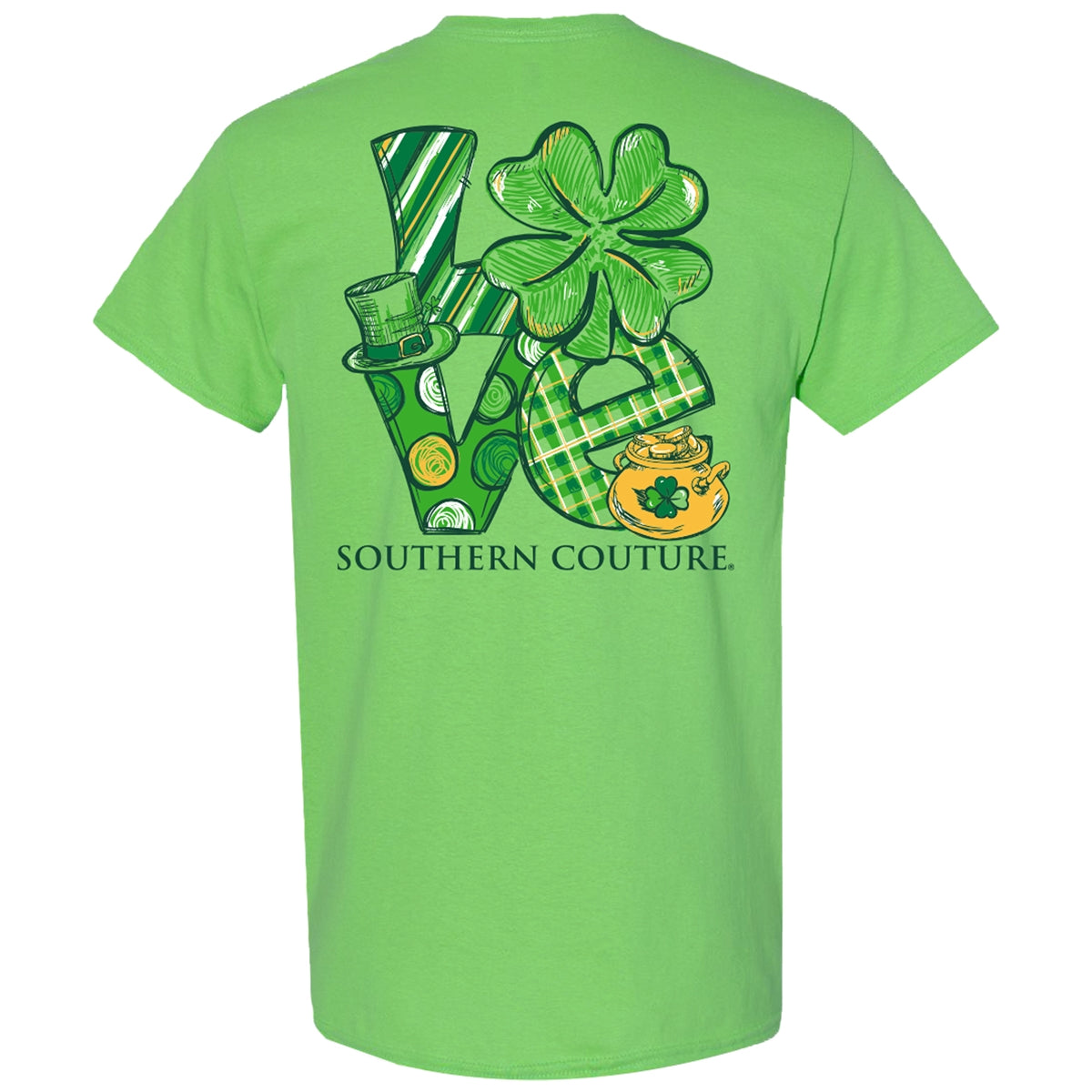 Southern Couture Classic Shamrock Love Irish T-Shirt