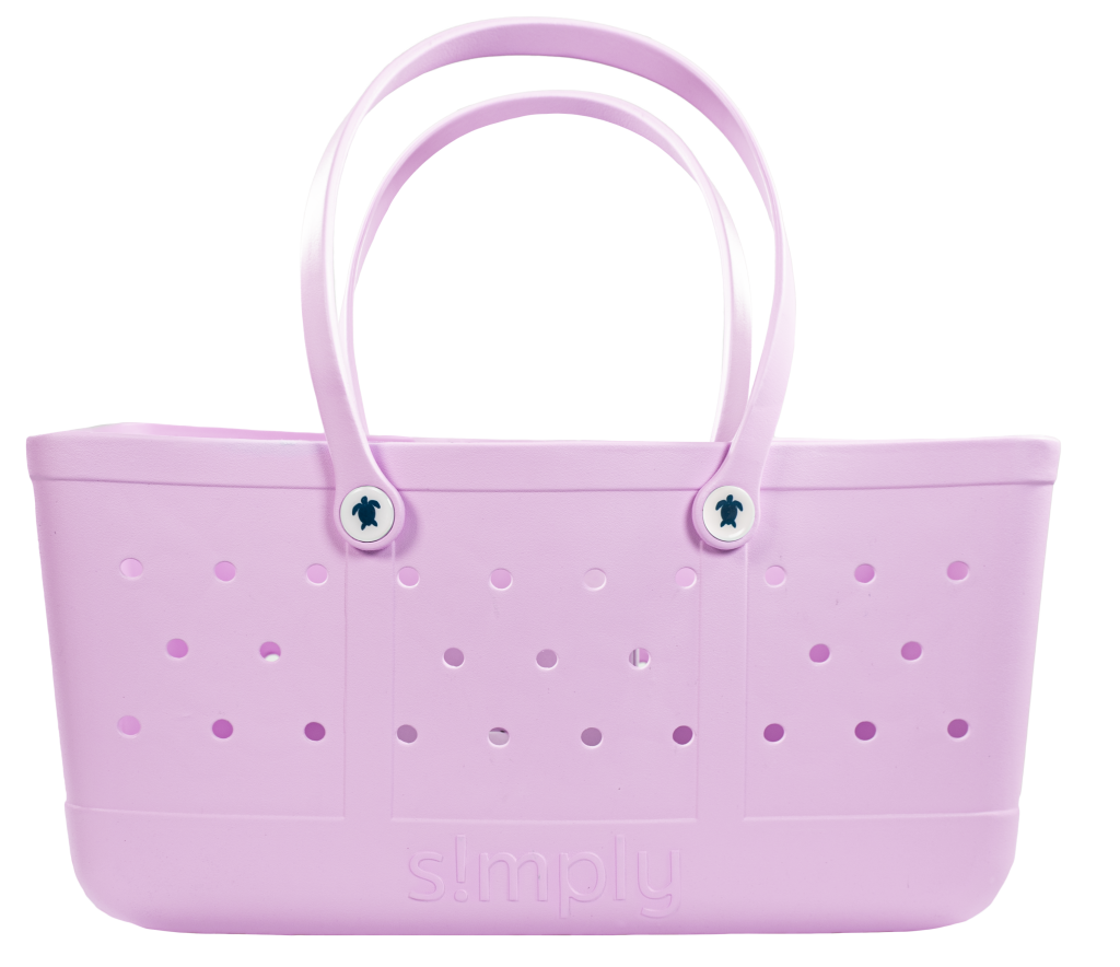 Simply Southern Solid Allium Pink Beach Waterproof Washable Utility Tote Bag
