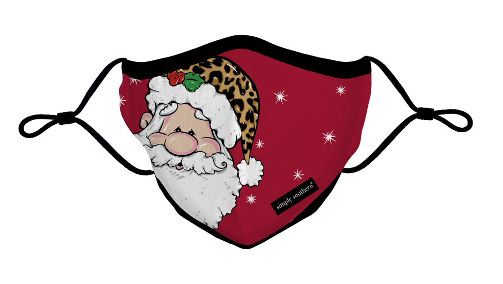 Simply Southern Preppy Leopard Santa Holiday Protective Mask