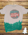Merry &amp; Bright Christmas Bleached Dye Canvas Girlie T Shirt