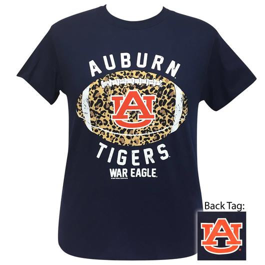 Alabama Auburn Tigers Leopard Football T-Shirt
