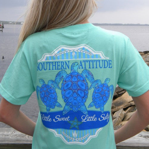 Country Life Outfitters Southern Attitude Mint 3 Turtles Starfish Vintage Girlie Bright T Shirt - SimplyCuteTees