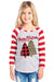 SALE Youth Merry Christmas Tree Leopard Plaid Striped Sleeve Raglan Long Sleeve Shirt