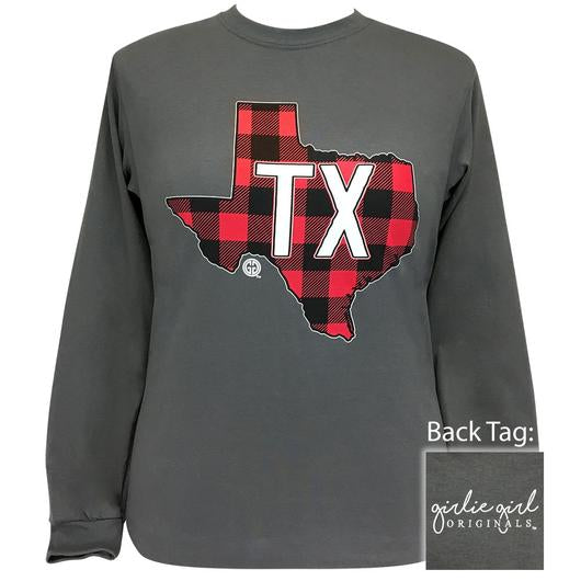 Girlie Girl Originals Preppy Texas Plaid State Long Sleeve T-Shirt