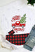 Merry Christmas Truck Plaid Hem & Cuff Long Sleeve Shirt