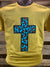Southern Chics Apparel Turquiose Leopard Cross Mustard Canvas Girlie Bright T Shirt