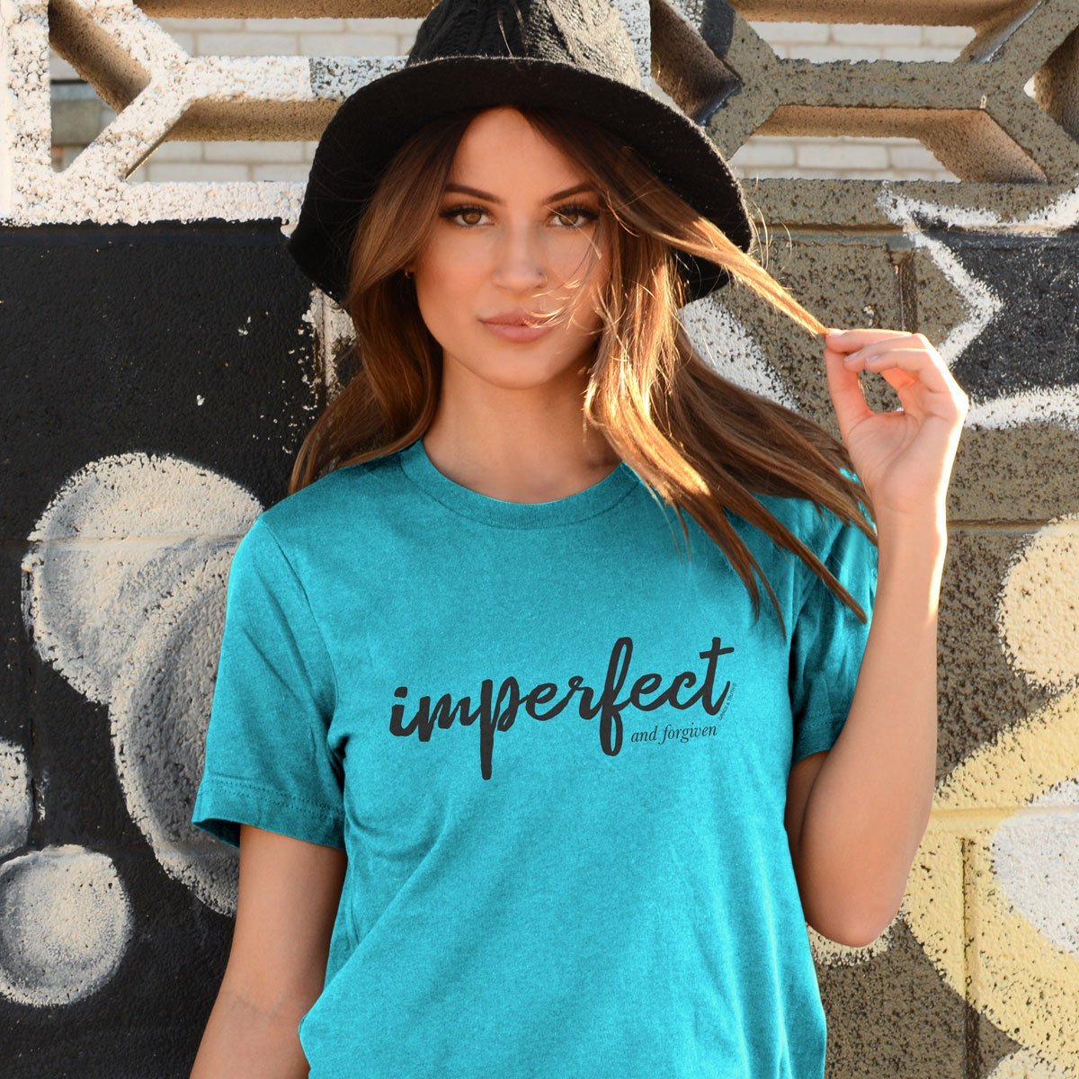 Cherished Girl Grace & Truth Imperfect and Forgiven Girlie Christian Bright T Shirt