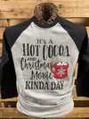 Southern Chics Cocoa &amp; Christmas Movies Raglan Canvas 3/4 Long Sleeve T-Shirt
