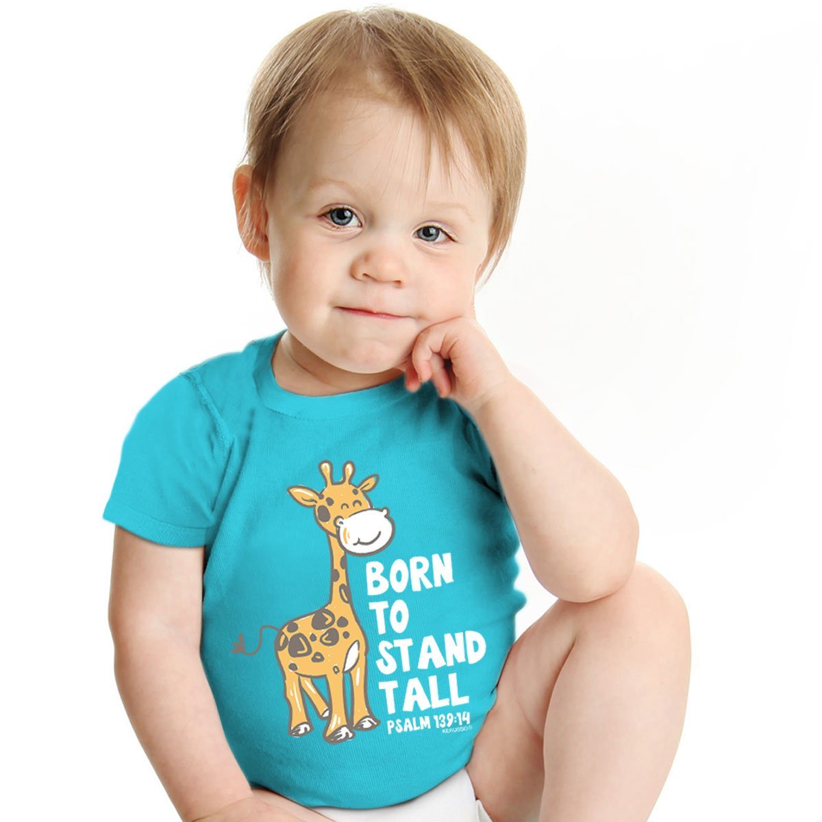 Kerusso Born to Stand Tall Giraffe Christian Baby Toddler Youth Bright T Shirt
