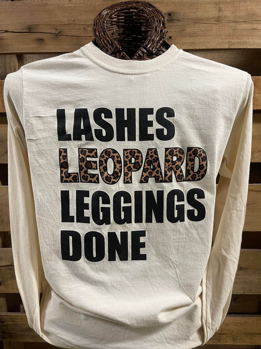 Southern Chics Lashes Leopard Leggings Comfort Colors Long Sleeve T-Shirt