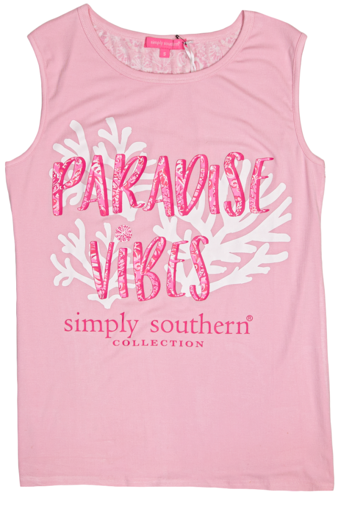 Simply Southern Preppy Paradise Vibes Shell Beach Tank Top