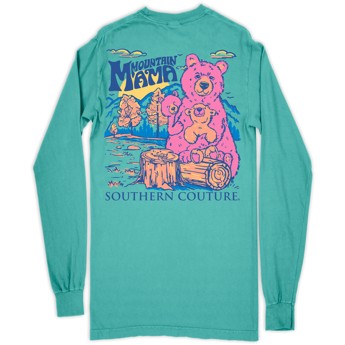 Southern Couture Mountain Mama Bear Comfort Colors Long Sleeve T-Shirt