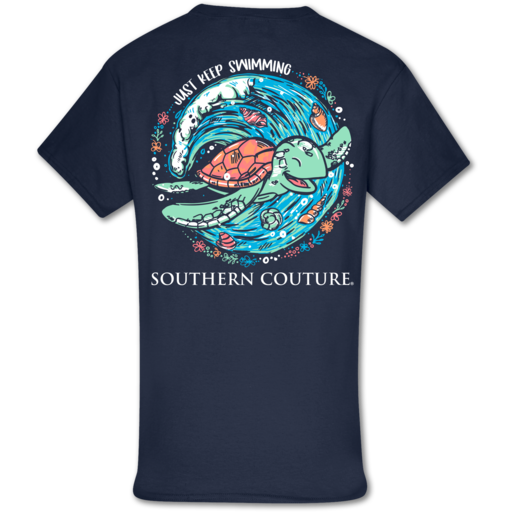 Southern Couture Classic Just Keep Swimming Turtle T-Shirt