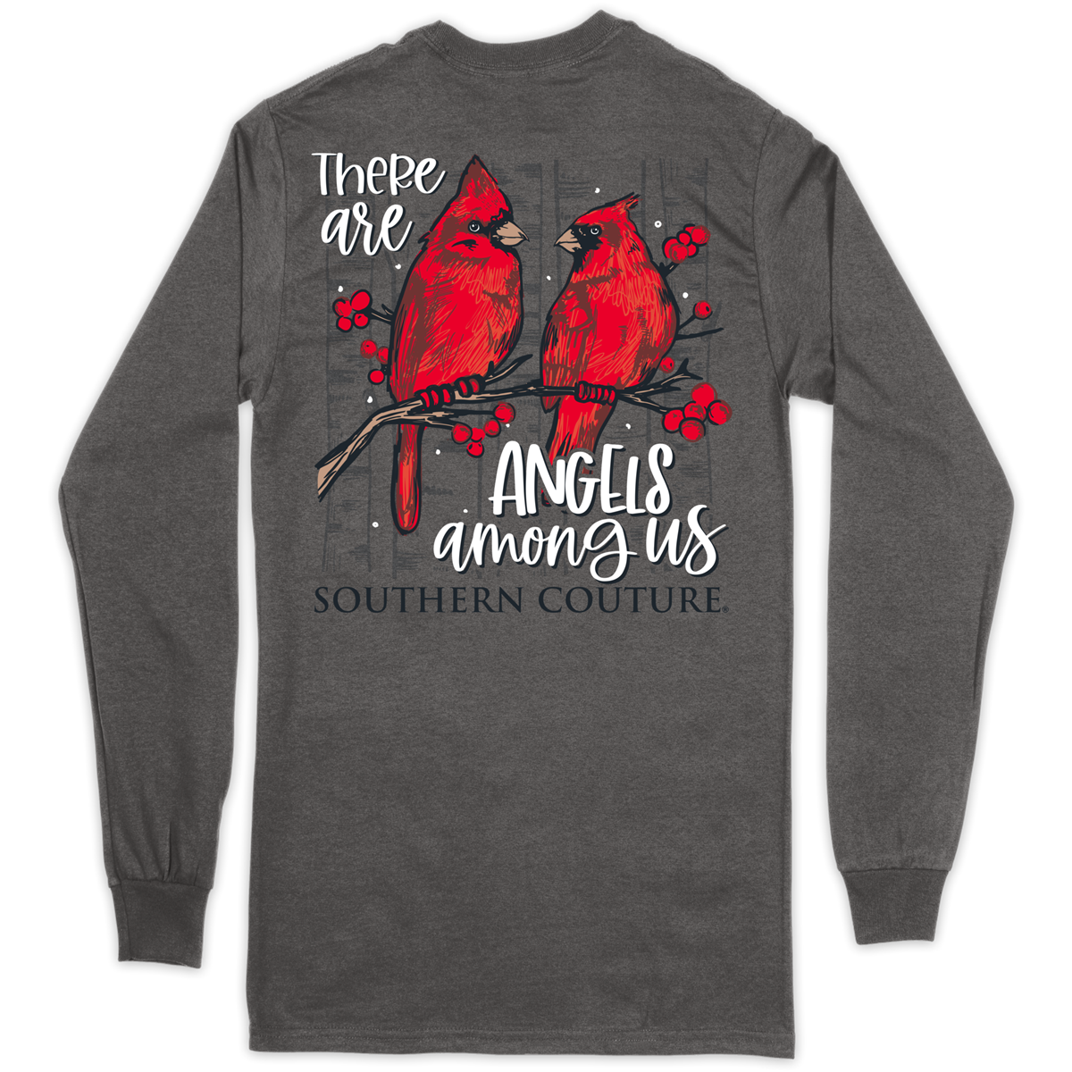Southern Couture Classic Angels Among Us Long Sleeve Charcoal T-Shirt