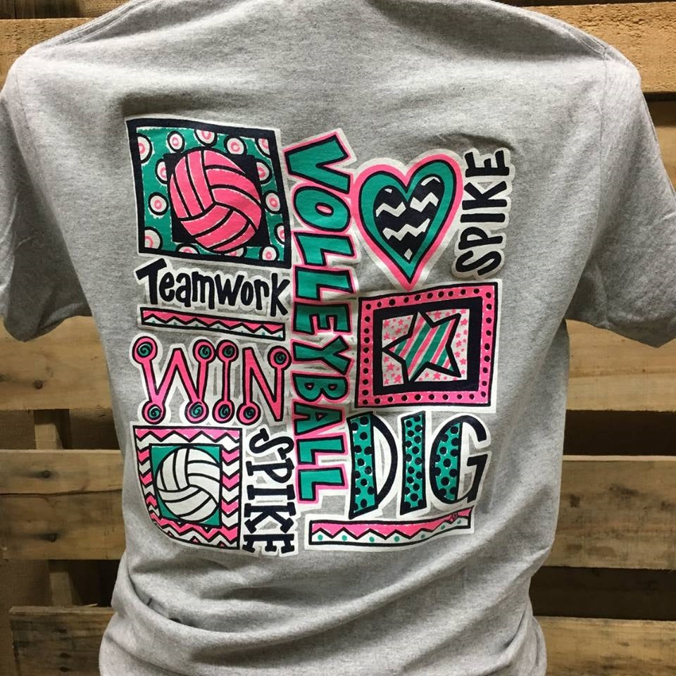 Southern Chics Volleyball Sports Gray Girlie  Bright T Shirt