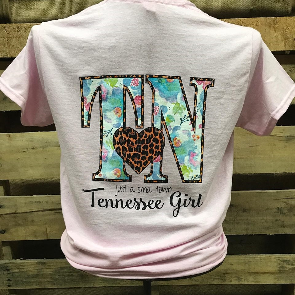 Southern Chics Tennessee State TN Small Town Girl Heart Girlie Bright T Shirt