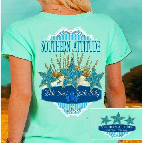 Country Life Outfitters Southern Attitude Mint Starfish Vintage Girlie Bright T Shirt - SimplyCuteTees