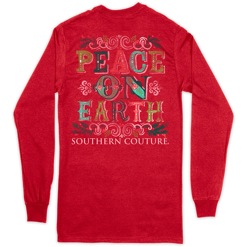SALE Southern Couture Classic Peace On Earth Holiday Long Sleeve T-Shirt