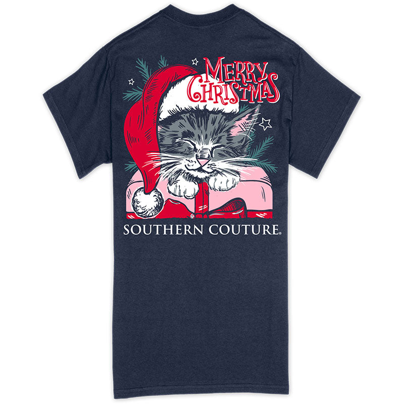 Southern Couture Classic Christmas Cat Holiday T-Shirt