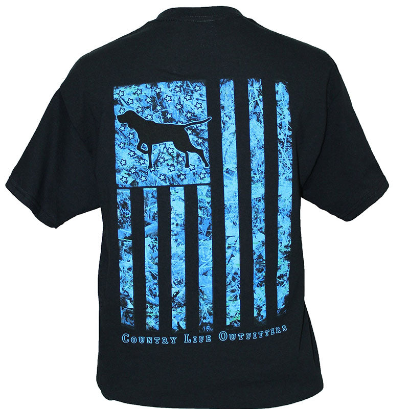 Country Life Outfitters USA Blue Camo Flag Dog Unisex T-Shirt