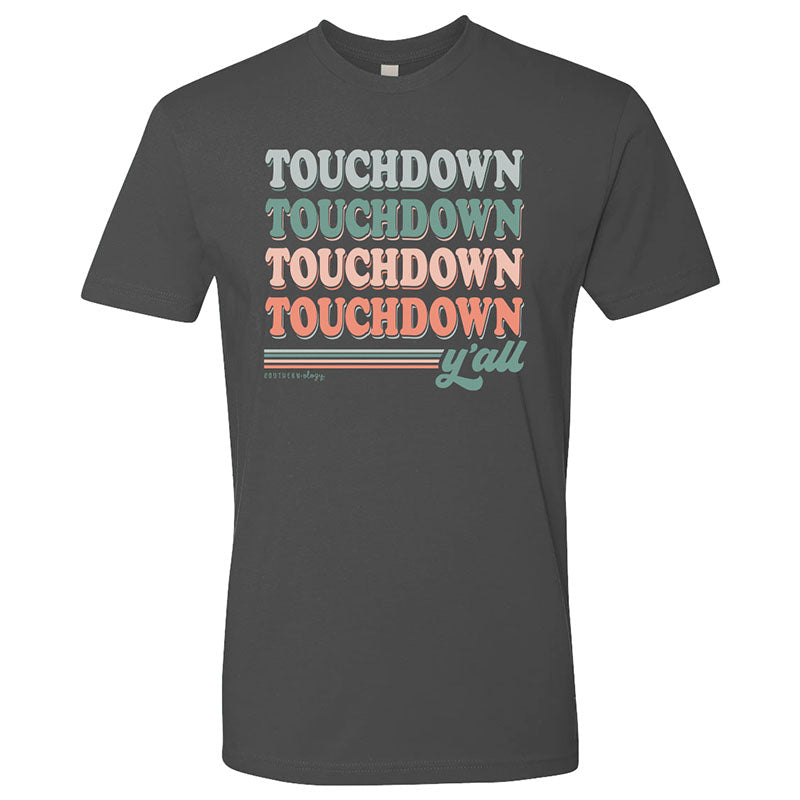 Southernology Stacked Touchdown Y'all Statement Canvas T-Shirt