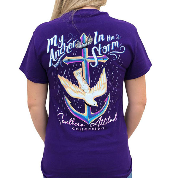 Southern Attitude Preppy Anchor In The Storm Purple T-Shirt