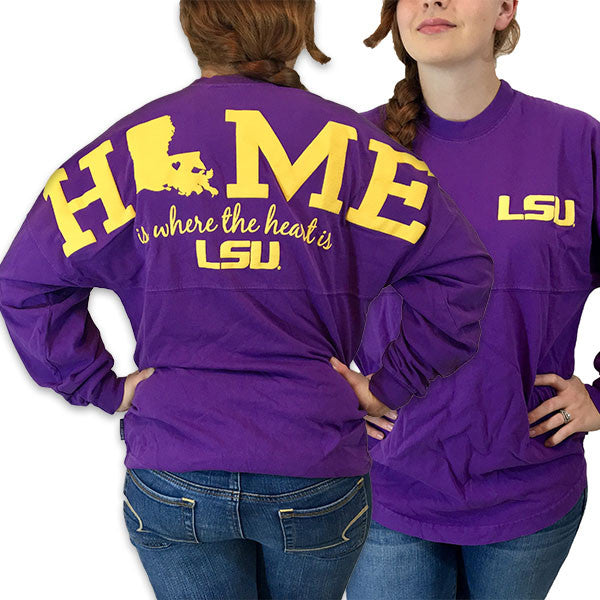 Louisiana LSU Tigers Women's Home Spirit Jersey Long Sleeve Oversized Top Shirt - SimplyCuteTees