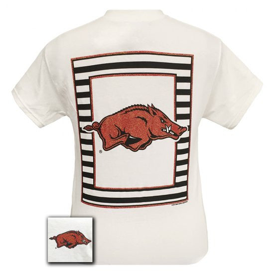 Arkansas Razorbacks Preppy Glitter Logo Hogs Girlie Bright T Shirt - SimplyCuteTees