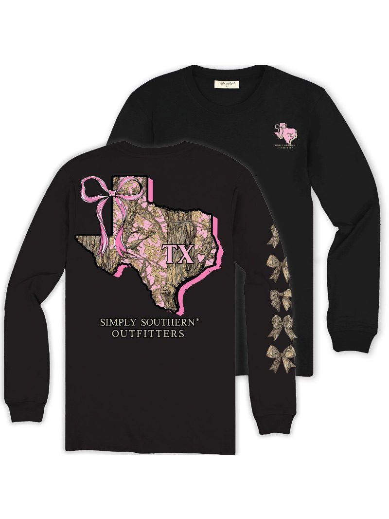 Simply Southern Texas Camo Bow Long Sleeve T-Shirt