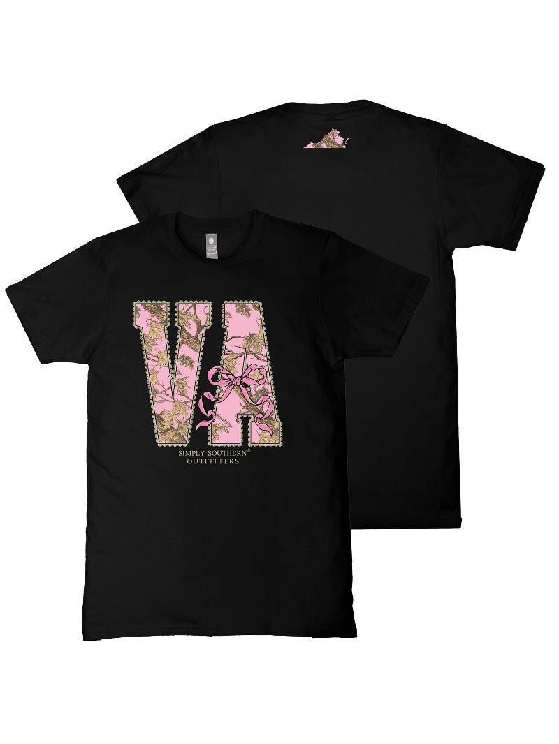 Simply Southern Virginia Camo Bow Black T-Shirt
