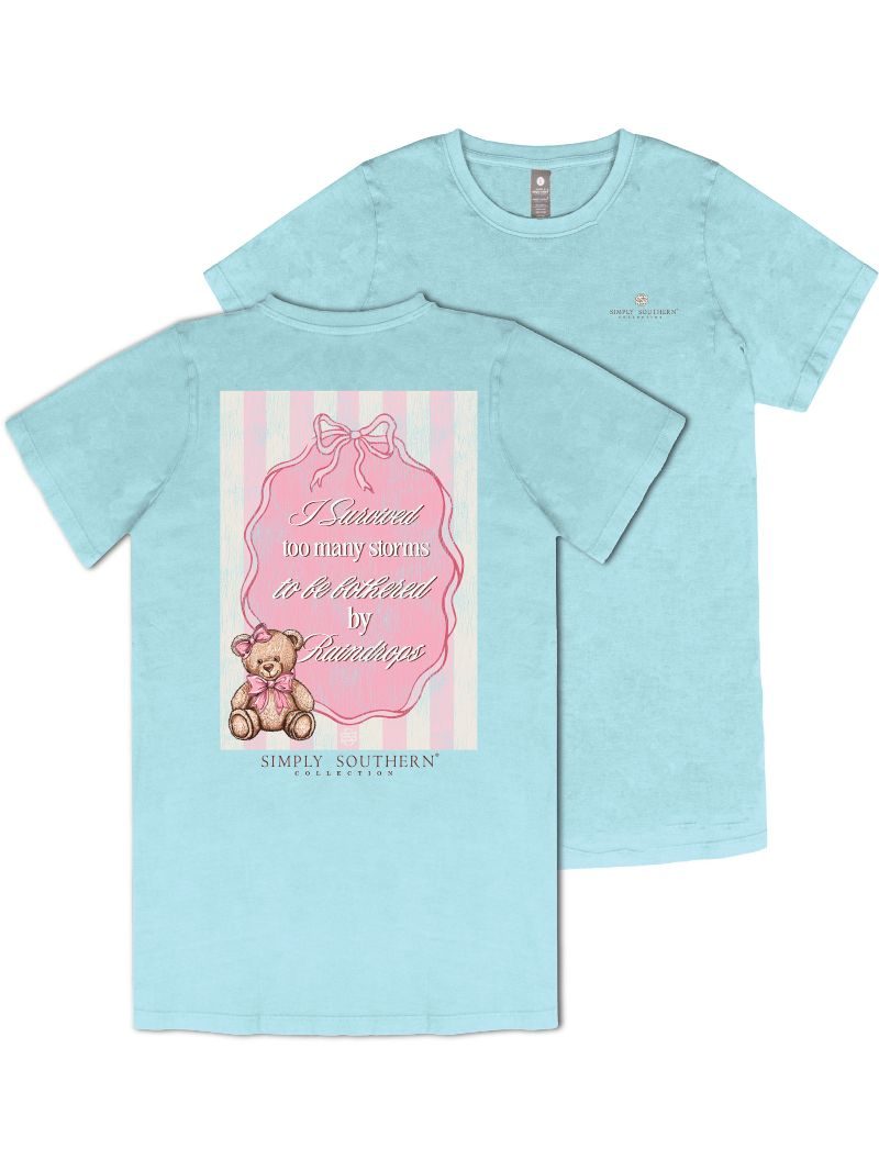 Simply Southern Too Many Storms Washed Aqua T-Shirt