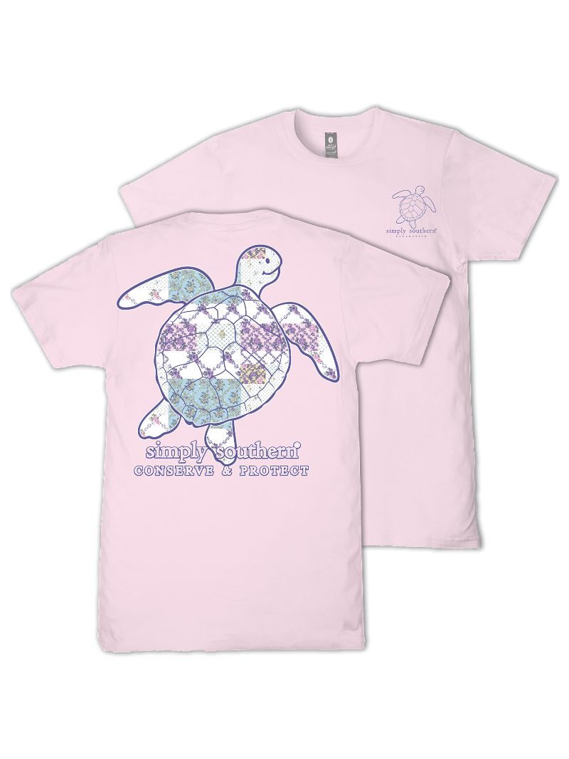 Simply Southern Turtle Tracker Patch Peony T-Shirt