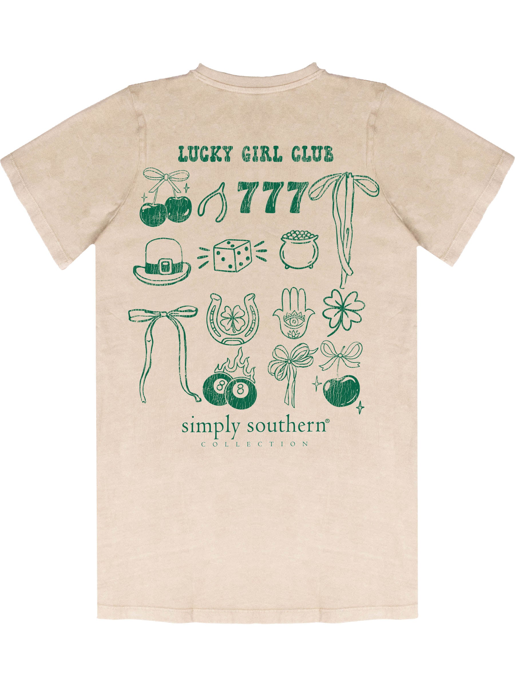 Simply Southern Lucky Girls Club Irish Washed Cream T-Shirt