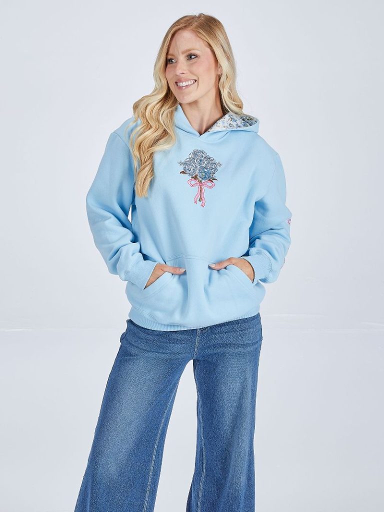 Simply Southern Flower Embroidered Long Sleeve Hoodie