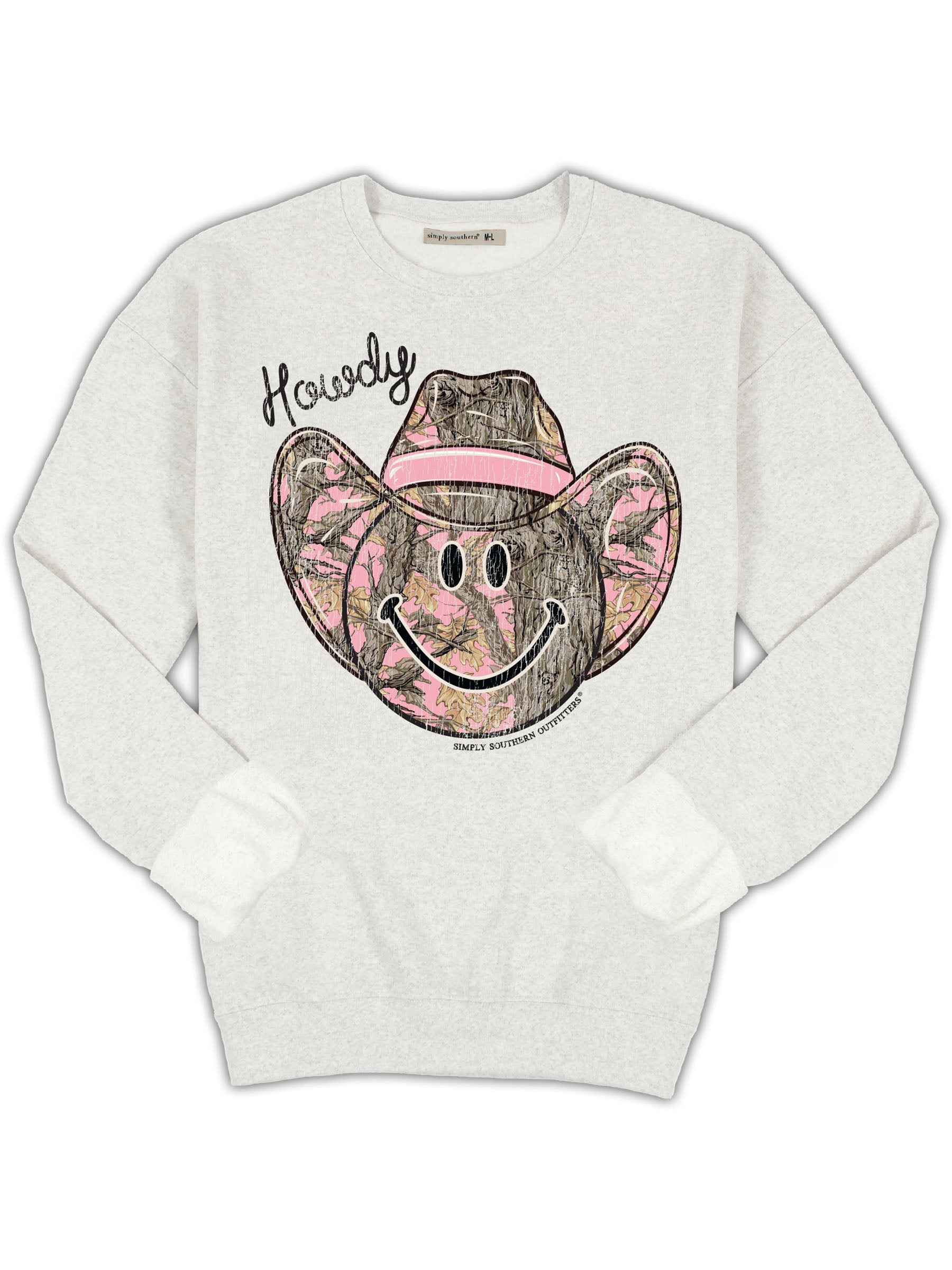 Simply Southern Howdy Camo Long Sleeve Crew Sweatshirt