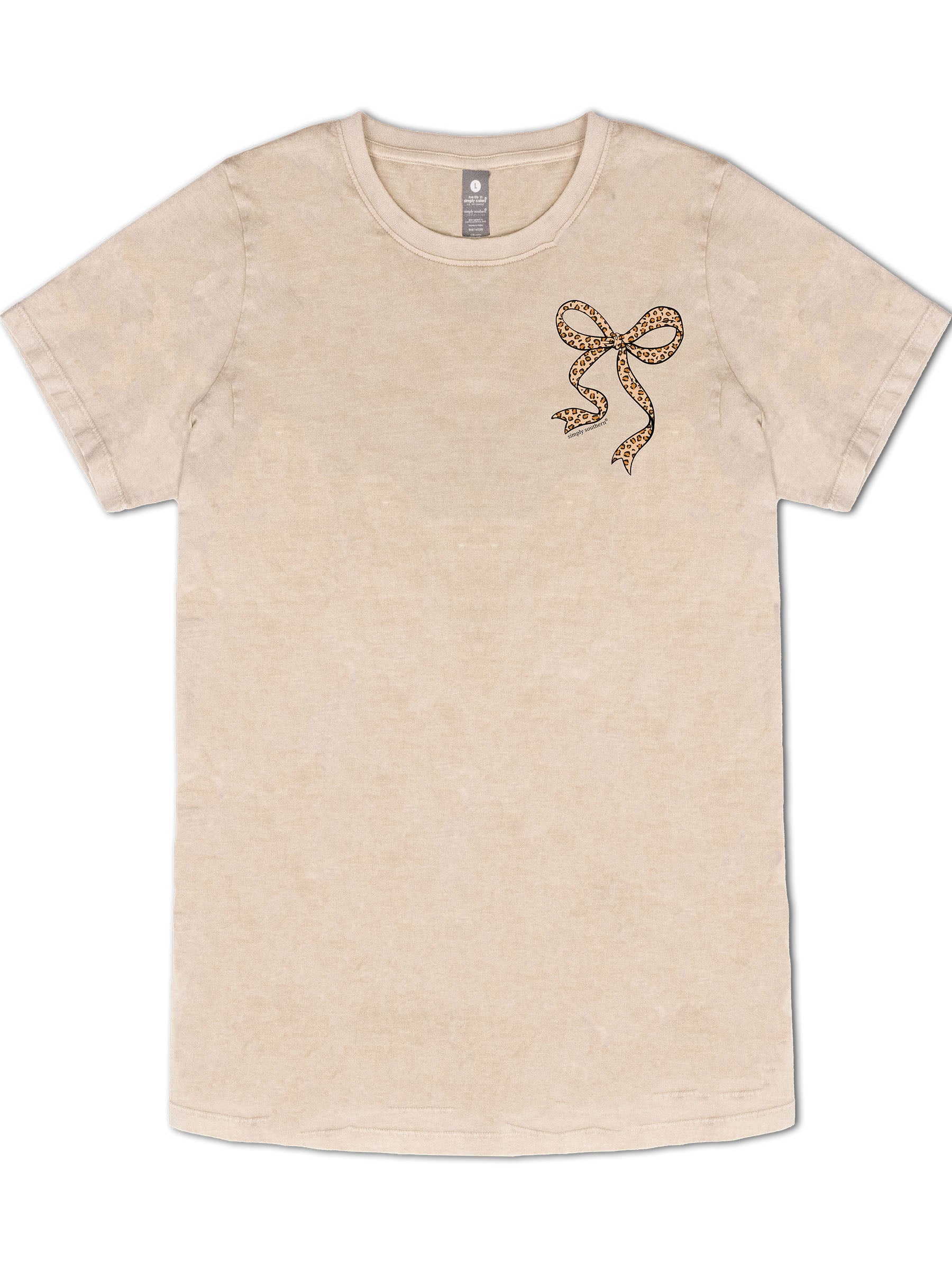 Simply Southern Leopard Bow Washed Cream T-Shirt
