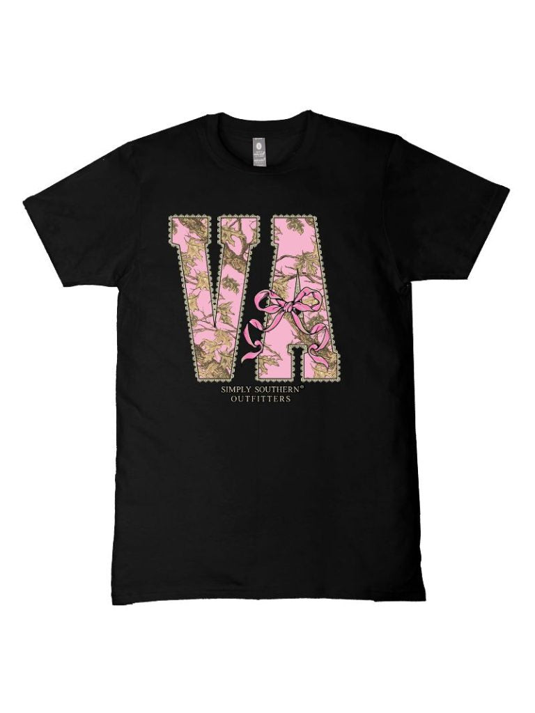 Simply Southern Virginia Camo Bow Black T-Shirt