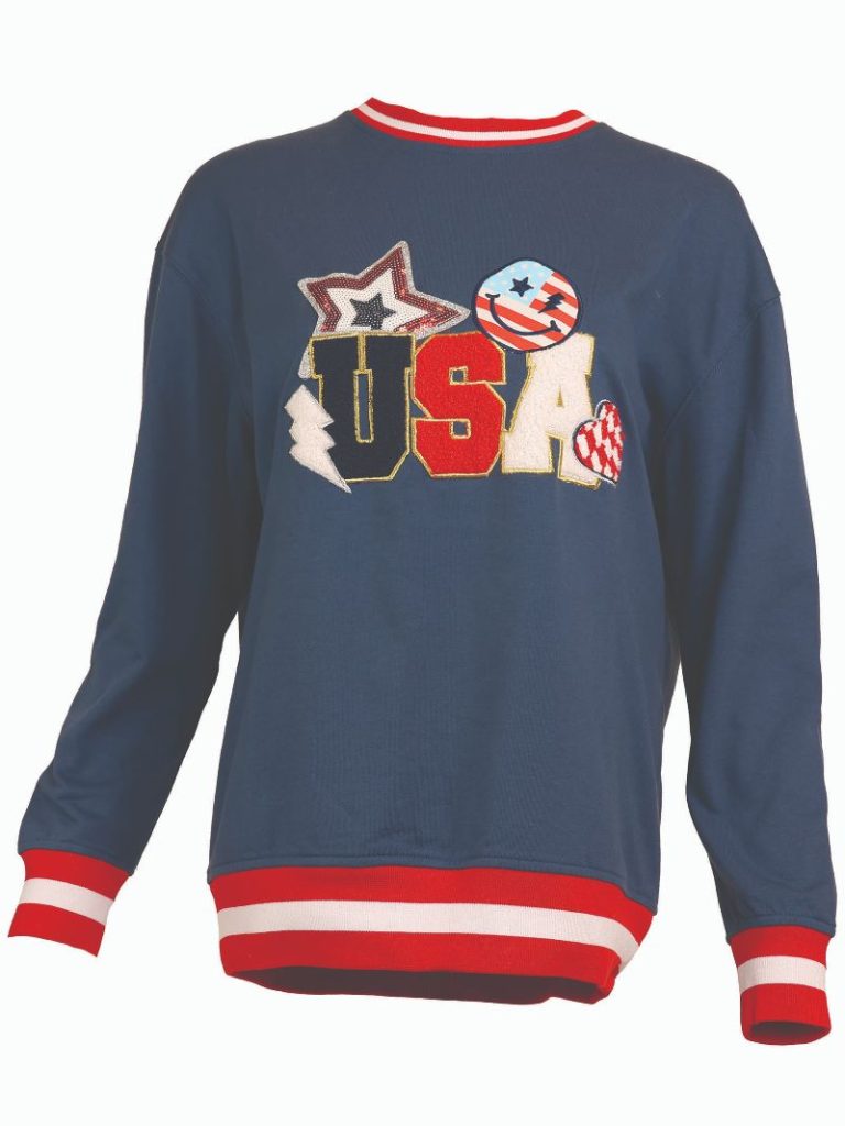 Simply Southern USA Navy Varsity Crew Sweatshirt