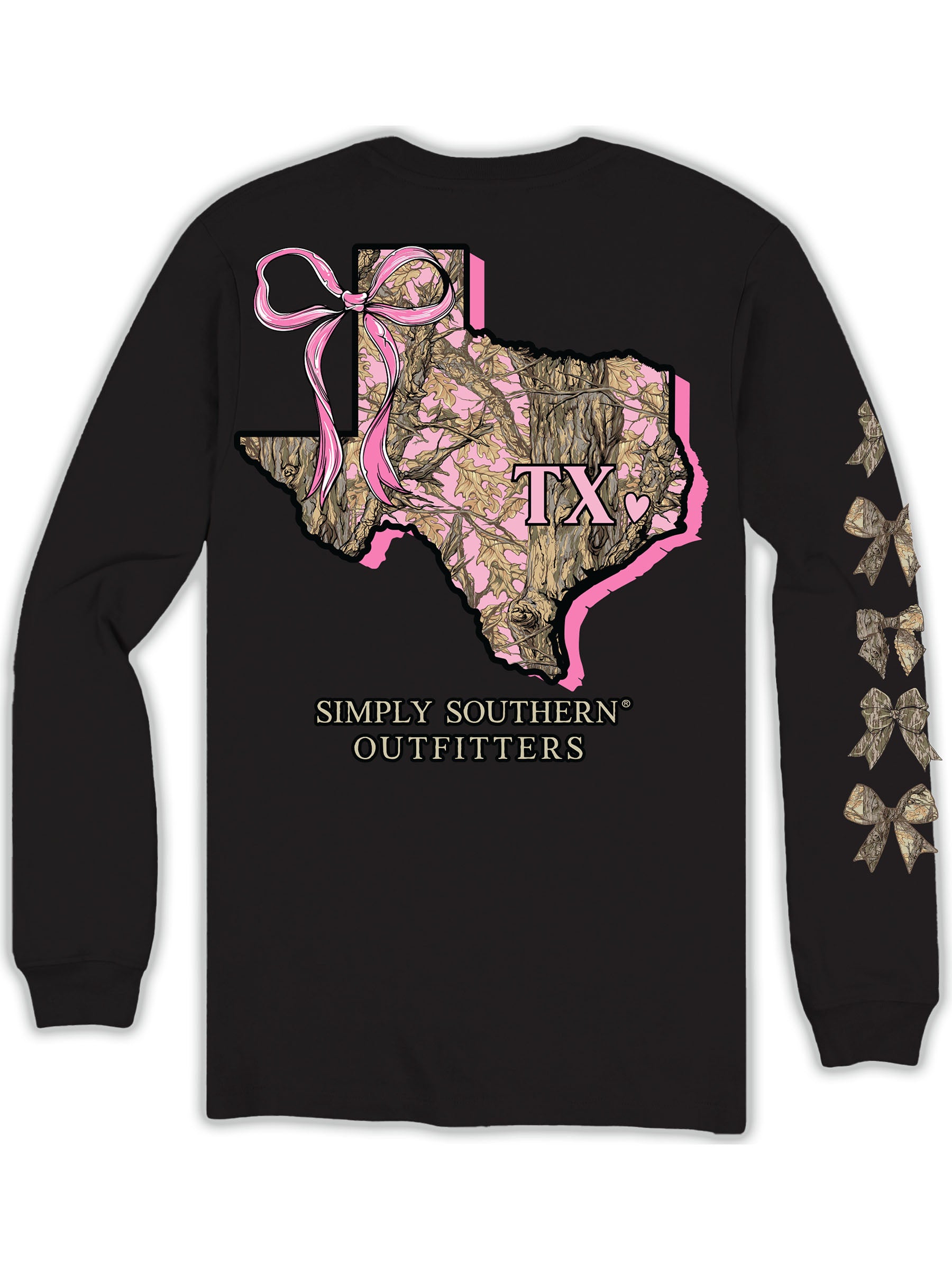 Simply Southern Texas Camo Bow Long Sleeve T-Shirt