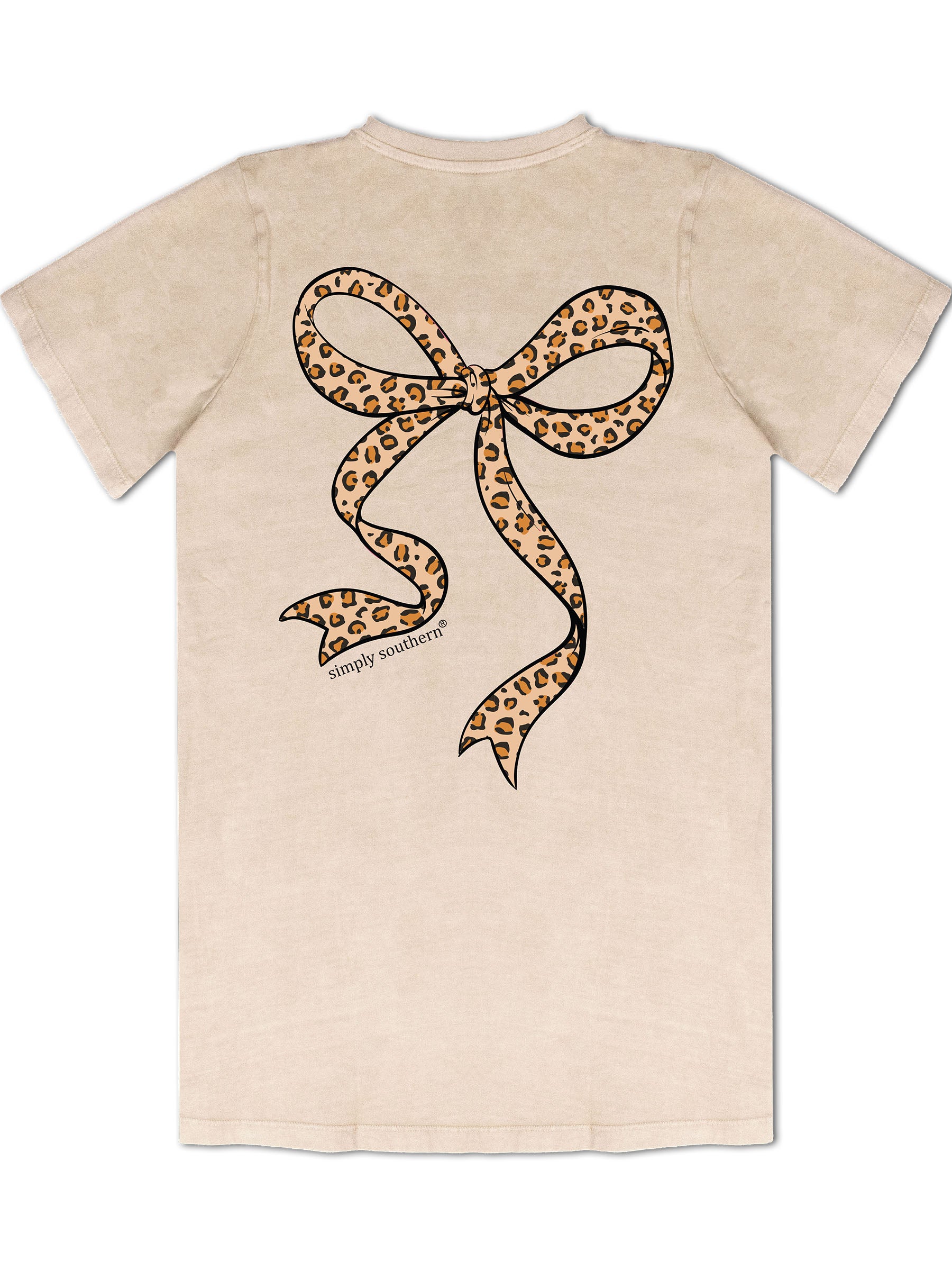 Simply Southern Leopard Bow Washed Cream T-Shirt