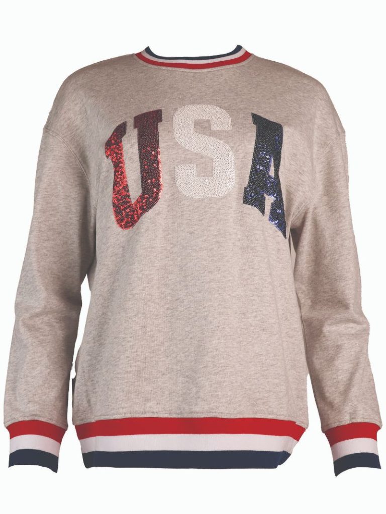 Simply Southern USA Grey Varsity Crew Sweatshirt