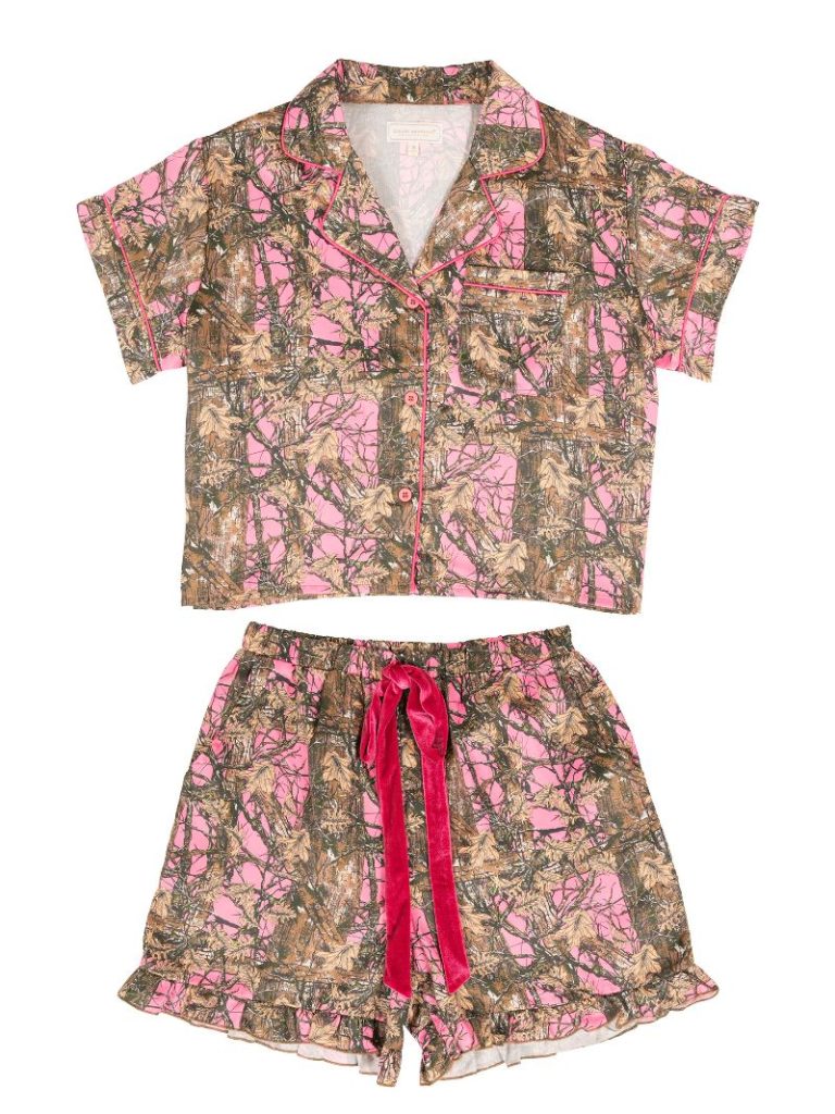 Simply Southern Camo Pink PJ Shorts &amp; Button Top Set