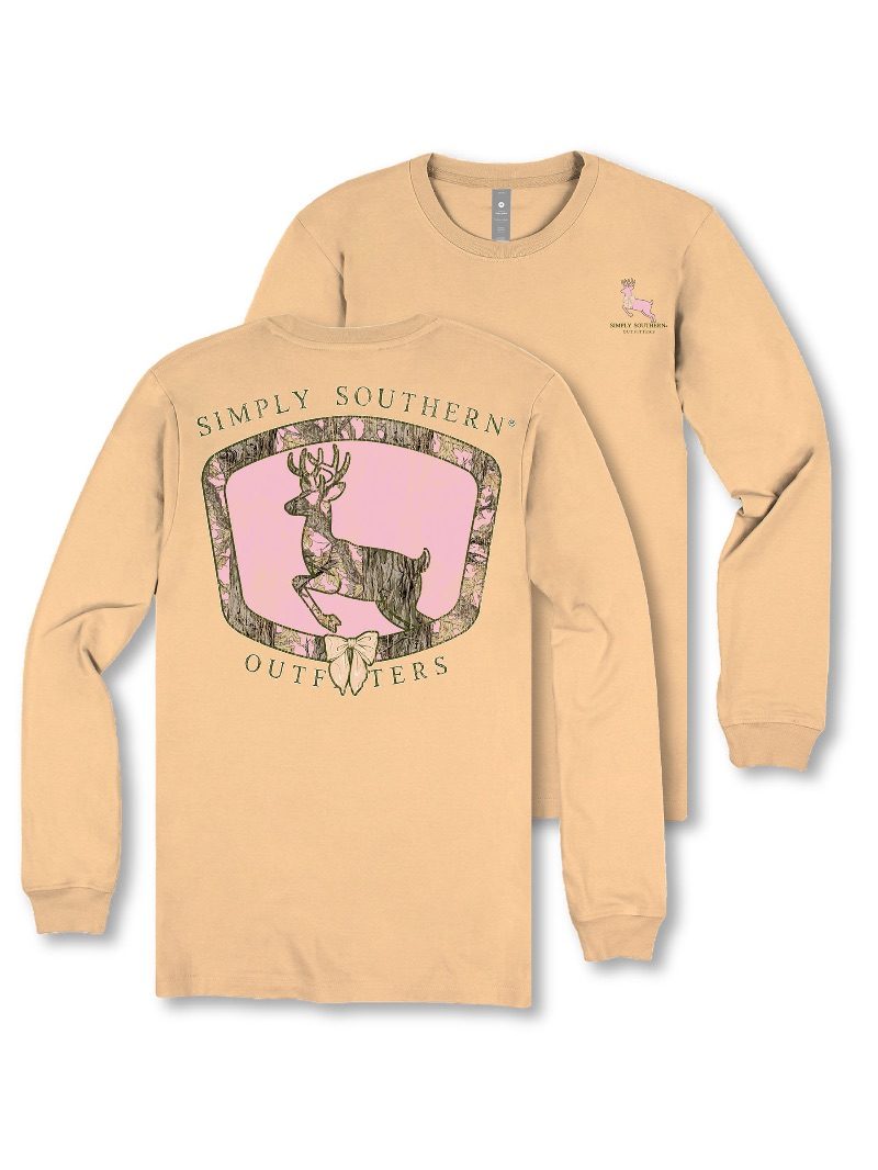 Simply Southern Pink Camo Deer Long Sleeve T-Shirt