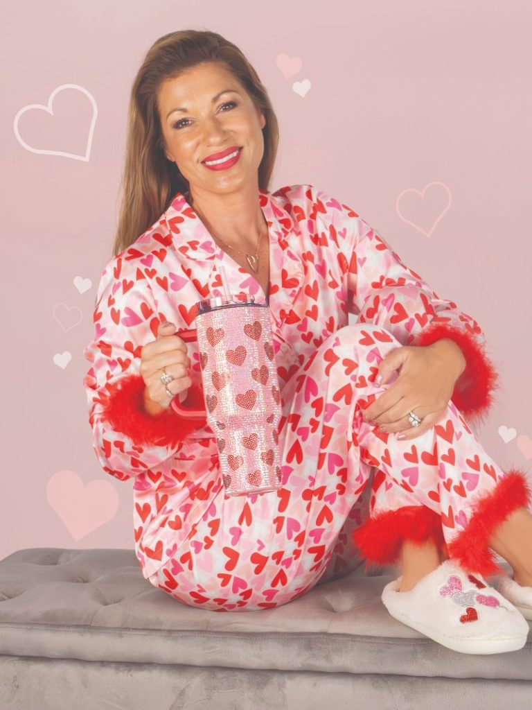 Simply Southern Cozy Feather Hearts Button PJ Pants & T-Shirt Set
